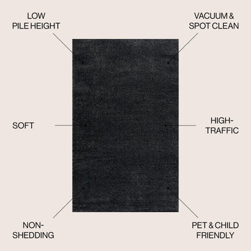 Haze Solid Low-pile Area Rug Black